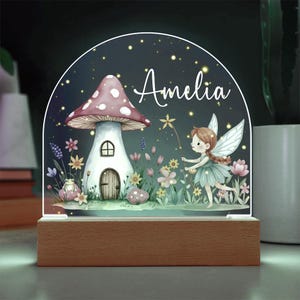 Custom Fairy Night Light, Toddler Girl Gift, Personalized Kids Gifts, Kids Wooden Night Light, Woodland Nursery Lamp, Baby Shower Gift