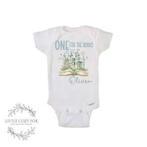 One For The Books Personalized First Birthday Boy Baby Onesie® Story Book Themed 1st Birthday Shirt Custom Name Birthday Bodysuit