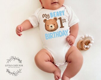 My Beary First Birthday Baby Onesie®-1st Birthday Bear Shirt-Baby Boy Cute Bear Bodysuit-First Birthday Outfit-Bear Themed Birthday Clothes