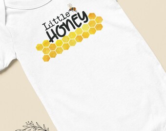 Little Honey Baby Onesie®, New baby gift, Bee baby shower gift, Cute baby girl onesie®, Bee birthday bodysuit, Bee first birthday