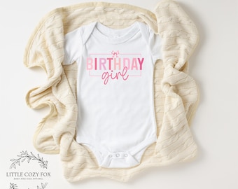 Birthday Girl Baby Onesie®- Pink Bow Croquette Birthday Baby Bodysuit- Birthday Bow Shirt-Girl First Birthday Outfit-Simple Birthday Shirt