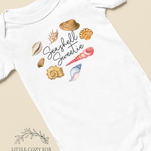 Seashell Sweetie Onesie® Beach Baby Girl Bodysuit Seashell Collector Baby Shower Gift Ocean Beach Bum Baby