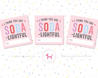 Soda-Lightful Valentijnsdagkaarten, afdrukbaar voor kinderen in de klas (digitale download)