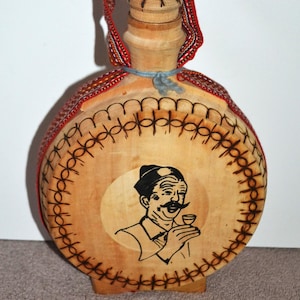 Wooden Wine Bottle, #1088, wine bottle, vintage wine bottle, antiques, collectables, rare wine bottles