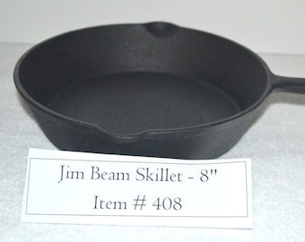 Skillet, 8" dia, # 408, Jim Beam skillet, cast iron skillet, kitchen cookware, kitchen utensil, antiques, collectables, collectable skillet