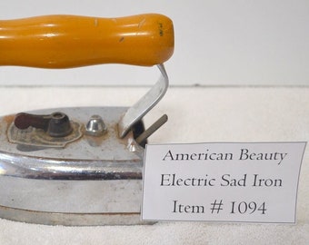 American Beauty Electric Sad Iron, # V - 1077, Electric Sad Iron, sad irons, antiques, collectables, vintage irons, rare irons, gift