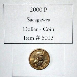 2000 P, Sacagawea One Dollar Coin, #5013, US dollar coins, dollar coins, vintage coins, old coins, collectables, antiques