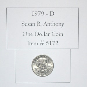 1979 D, Susan B Anthony Dollar, #5172, US dollar coins, silver dollar, dollar coins, vintage coins, old coins, collectables, antiques, coins