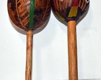 Vintage Jamaican Maracas, # 1103, souvenir maracas, gourd rattles, collectable maracas, maracas