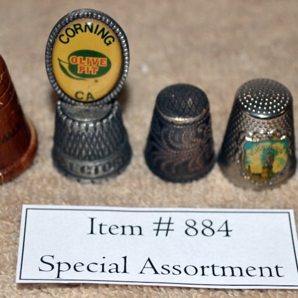 Thimbles, 5 pcs, Special Assortment, # 884, antique thimbles, antiques, collectables, vintage thimbles