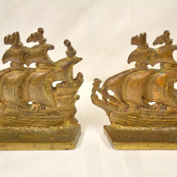 Brass Ship Bookends Etsy