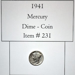 1941 Mercury Dime, # 231, Mercury Dime, dimes, vintage money, old coins, old money, vintage coins, collectable coins, coins, collectables