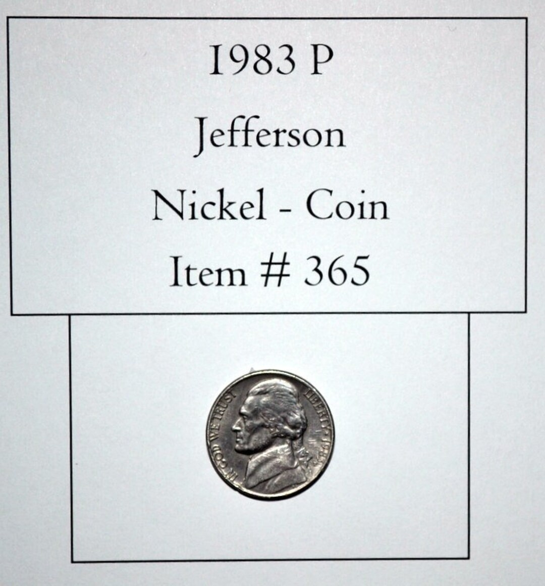 1983 P Jefferson Nickel, 365, Nickels, Vintage Money, Old Coins, Old