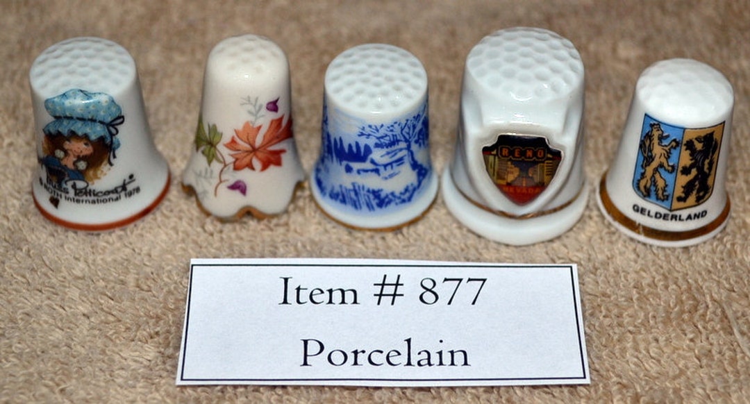 Thimbles, 5 Pcs, Porcelain, 877, Antiques, Collectables, Vintage