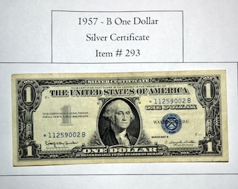 1957 Silver Certificate Dollar Bill Etsy
