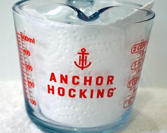 Anchor Hocking Measuring Cup, # V-1071, 2 Cup, Red Letter Series