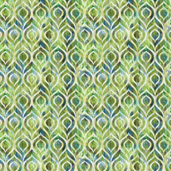 Halcyon II - Peacock (Green) 24HN-3 by Jason Yenter for In The Beginning Fabrics