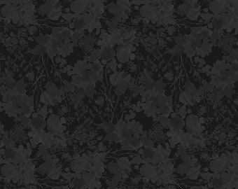 Poppy Dreams - Tonal - Foliage - Digital (Black) Y3993-3 by Sue Zipkin for Clothworks