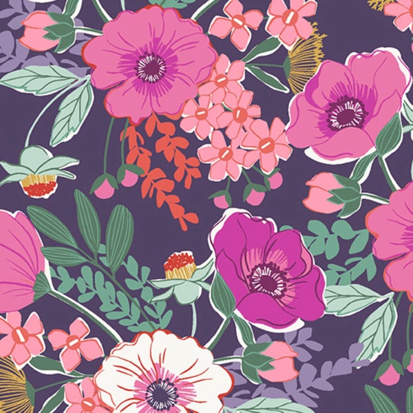 Wandering - Felicity (Fig) 758 P by Stephanie Organes for Andover Fabrics