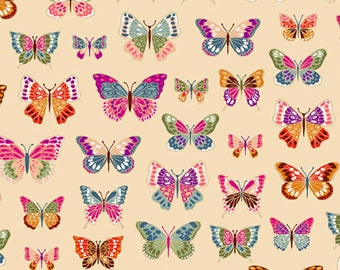 Luxe - Butterflies (Cream) 2613 Q by The Henley Studio for Makower UK