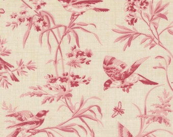 Antoinette - Aviary - Trianon - Birds -  Butterflies - Floral (Pearl Faded Red) 13950 11 by French General for Moda Fabrics