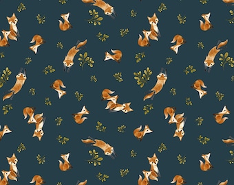 Foxy - Foxy (Midnight) 53428-2 by Vivian Yiwing for Windham Fabrics