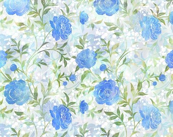 Ethereal - Rose Vine (Blue) 2JYT-2 by Jason Yenter for In The Beginning Fabrics.