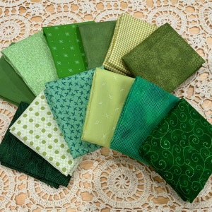 CLOSE OUT - Fat Quarter Bundle - Shades of Green (12 - Fat Quarters)