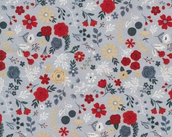 Red, White and True - Small Floral (Fat Quarter & 1/4 yard cut) (Stone - Blue) C13185 by Dani Mogstad for Riley Blake Designs