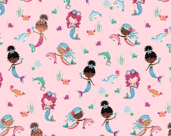 Mer-Mazing - Under the Sea - Mermaids (Shrimp Pink) C14190 by the RBD Designers for Riley Blake