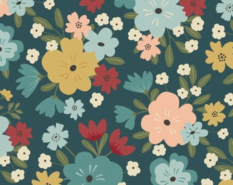 Ally’s Garden - Main - Large Floral (1/2 yard cut)(Colonial Blue) C13240 by Dani Mogstad for Riley Blake Designs
