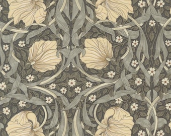 Ebony Suite - Best of Morris - Pimpernell - Florals (Charcoal) 8381 14 by Barbara Brackman for Moda Fabrics