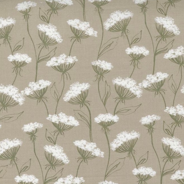 CLOSE OUT - Flower Pot - Queen Anne’s Lace - Meadow (Taupe) 5161 14 by Lella Boutique for Moda Fabrics