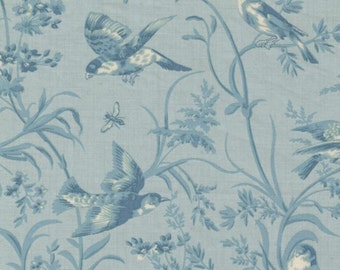 Antoinette - Aviary - Trianon - Birds -  Butterflies - Floral (Ciel Blue) 13950 14 by French General for Moda Fabrics