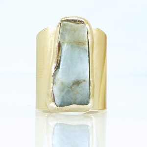 Aquamarine, Aquamarine Ring, March Birthstone, Raw Aquamarine Ring, Statement, Cocktail Ring,Statement Ring, Raw Crystal Ring,Jewelry Gifts. image 1