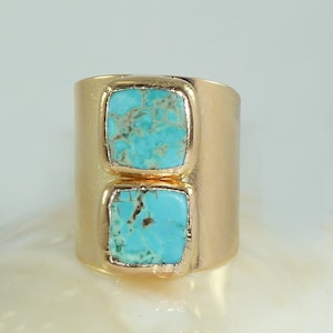 Turquoise Gold Ring, Gift For Her Rings, Statement Ring,  Turquoise, Gemstone Ring, December Birthstone, Turquoise Ring, Turquoise Jewelry.