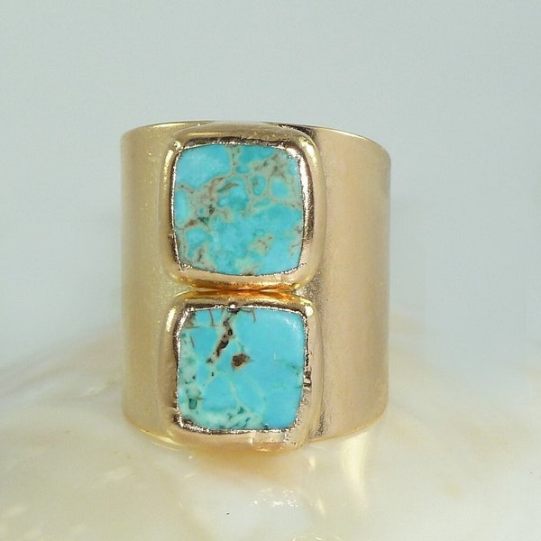 Turquoise Gold Ring, Gift For Her Rings, Statement Ring,  Turquoise, Gemstone Ring, December Birthstone, Turquoise Ring, Turquoise Jewelry.