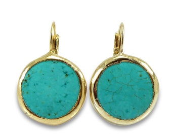 Turquoise Earrings, Gemstone Earrings, December Birthstone, Drop & Dangle Turquoise Earrings, Birthstone Jewelry, Minimalist Earrings.