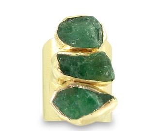 May Birthstone Ring, Emerald Ring, Raw Emerald Ring, Raw Stone Jewelry, Natural Emerald Ring, Statement Ring, Emerald Gold Ring, Birthstone.