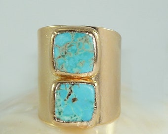 Turquoise Gold Ring, Gift For Her Rings, Statement Ring,  Turquoise, Gemstone Ring, December Birthstone, Turquoise Ring, Turquoise Jewelry.