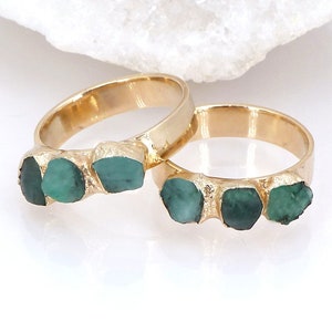 Raw Emerald Ring Emerald stacking Rings May Birthstone - Etsy