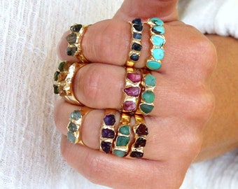 Raw Gemstone Jewelry, Gift For Mom, Birthstone Stacking Ring, Raw Birthstone Ring, Mothers Birthstone Ring,Raw Crystal Ring,Birthstone Ring.