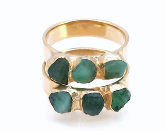 Raw Emerald Ring, Emerald ,Stacking Rings, May Birthstone, Stackable Ring, Raw Stone Ring, Stackable Gemstone Ring, Natural Emerald Ring.