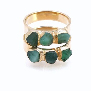 Raw Emerald Ring, Emerald ,Stacking Rings, May Birthstone, Stackable Ring, Raw Stone Ring, Stackable Gemstone Ring, Natural Emerald Ring.