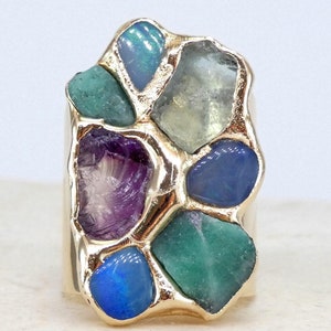 CUSTOM Cluster Birthstone Ring, Personalized Gift, Custom Statement Ring, Custom Mothers Ring, Handmade Ring with Natural Gemstones, Mom.