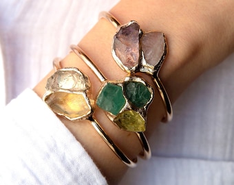 Custom Gemstone Bracelet, Personalized Gift, Chunky Colorful Stone Bracelet, Genuine raw stones Bracelet, Handmade Jewelry By Inbal Mishan.