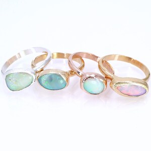Opal Ring, Raw Opal Ring, Gold Ring, Opal, Stacking Ring, Stone ring, Raw Stone Ring, Gemstone Ring, Stackable Ring, October Birthstone. image 5
