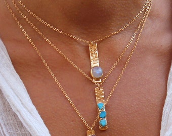 Birthstone, Raw Stone Necklace, Custom, Personalized Necklace, Gift For Mom, Birthstone Necklace, Raw Gemstone, Gold Bar, Mothers Day Gift.