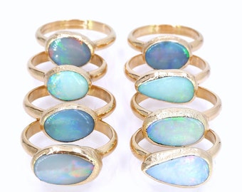 Opal Ring, Raw Opal Ring, Gold Ring, Opal, Stacking Ring, Stone ring, Raw Stone Ring, Gemstone Ring, Stackable Ring, October Birthstone.