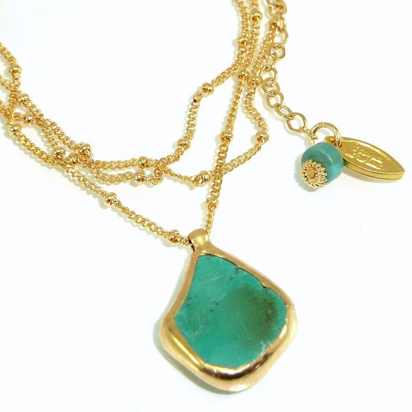 Turquoise Necklace, Womens Gift, Turquoise Pendant, December Birthstone, Delicate Gold Necklace, Turquoise Gold necklace, Gemstone Necklace.